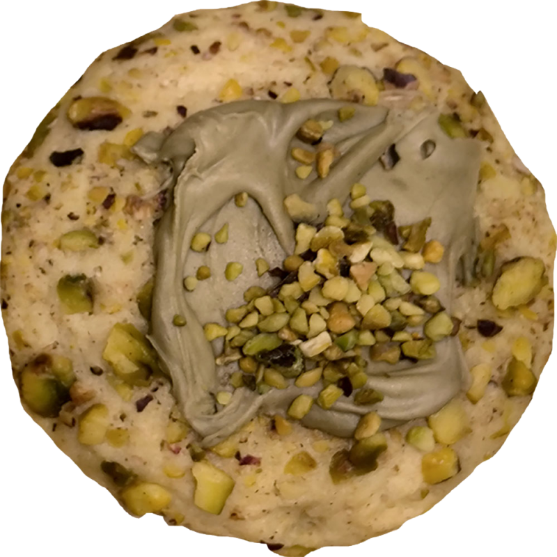 Sumérgete en una experiencia única de sabor con nuestras galletas CookieSue de pistacho y chocolate blanco
